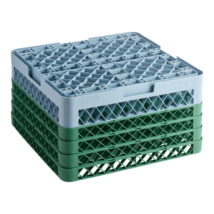 Giá đựng ly 36 ngăn màu xanh lá Noble Warewashing Warewashing cỡ đầy đủ kèm 4 ngăn nối màu xanh lá