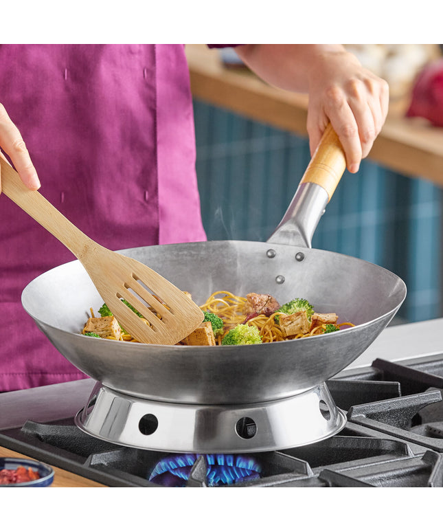 Chảo wok kiểu Quảng Đông thép carbon tay cầm gỗ Emperor's Select 36 cm