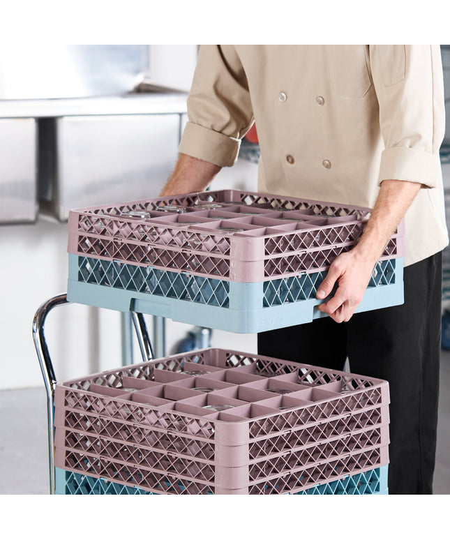 Giá đựng ly 20 ngăn màu nâu Noble Warewashing Warewashing cỡ đầy đủ kèm 2 ngăn nối màu nâu