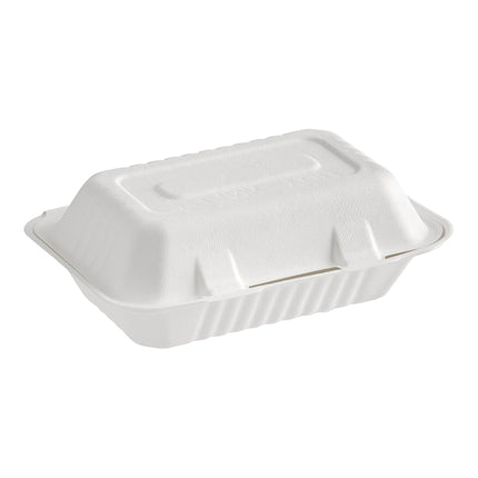 Hộp mang đi 1 ngăn sợi thực vật phân hủy sinh học EcoChoice 23 x 15 x 8 cm màu trắng - Thùng 200 cái