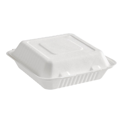 Hộp mang đi 1 ngăn sợi thực vật phân hủy được EcoChoice 22,9 x 22,9 x 7,6 cm trắng - Thùng 200 cái