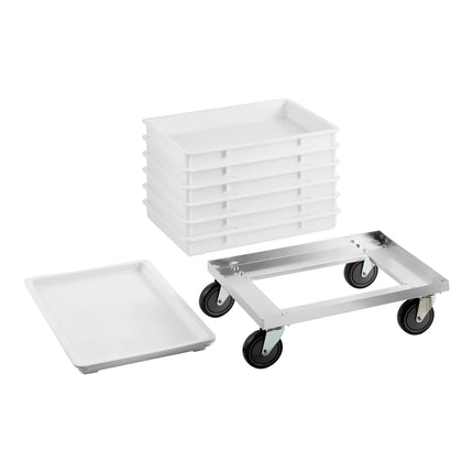 Bộ khay ủ bột Baker's Lane 46 x 66 x 7,6 cm trắng kèm xe đẩy nhôm - Gói 6 cái