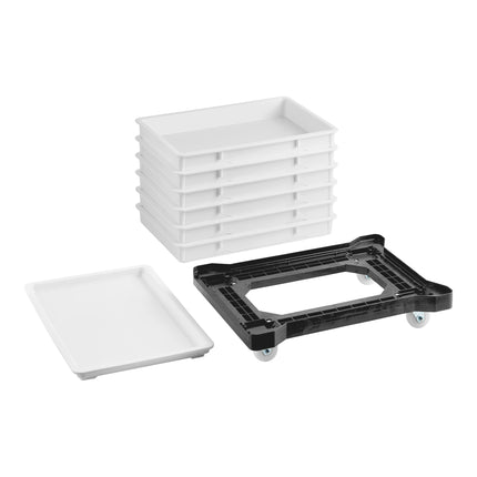 Bộ ủ bột Baker's Lane 46 x 66 x 7,6 cm trắng kèm xe đẩy nhựa - Gói 6 cái