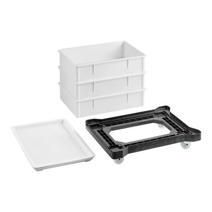 Bộ ủ bột bánh Baker's Lane 46 x 66 x 15 cm màu trắng kèm xe đẩy nhựa - Gói 3 cái