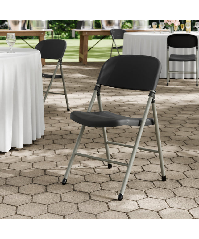 Ghế gấp đúc màu đen khung than chân xám Lancaster Table & Seating - Thùng 4 cái