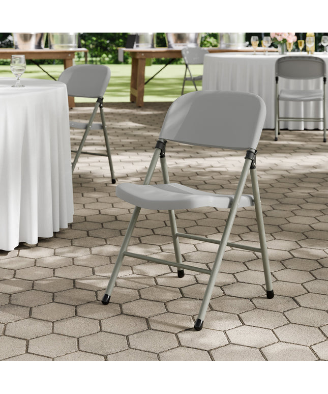 Ghế gấp nhựa đúc màu xám khung than Lancaster Table & Seating - Thùng 4 cái