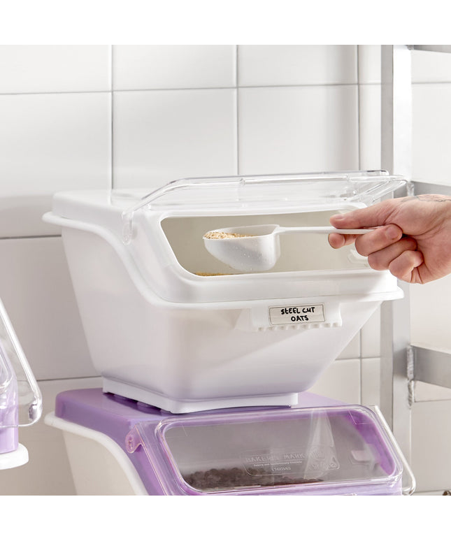 Thùng đựng nguyên liệu để kệ Baker's Lane 10 lít / 40 cup nắp lật kèm nhãn và muỗng