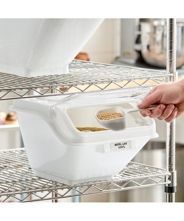 Thùng đựng nguyên liệu để kệ kẹp gài Baker's Lane 10 lít / 40 cup nắp lật kèm nhãn và muỗng