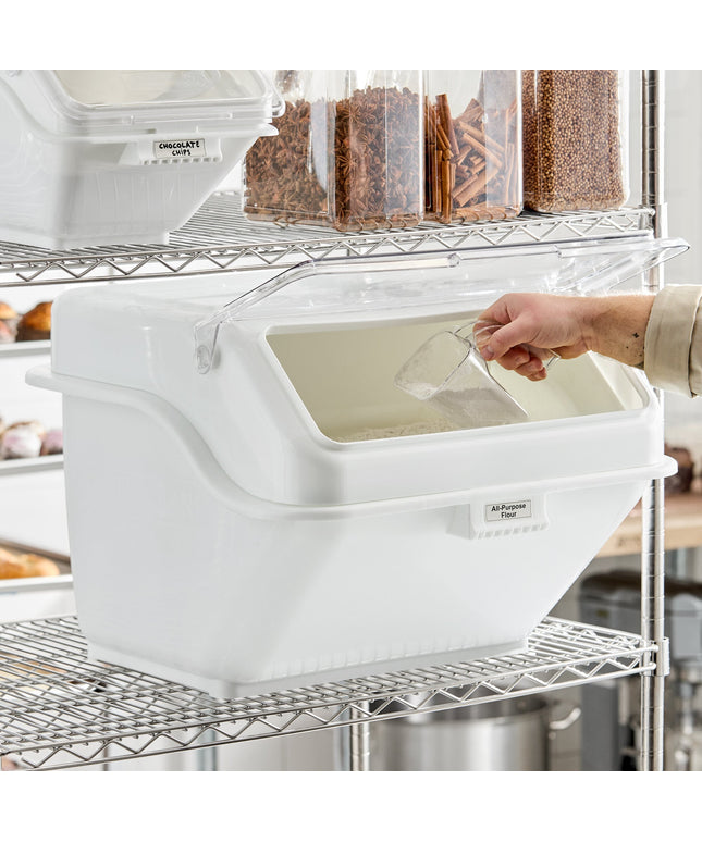 Thùng đựng nguyên liệu để kệ kẹp gài Baker's Lane 48 lít / 200 cup nắp lật kèm nhãn và muỗng