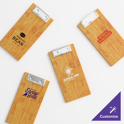 Kẹp thực đơn / bìa hóa đơn Choice màu gỗ tự nhiên có kẹp 10 x 20 cm