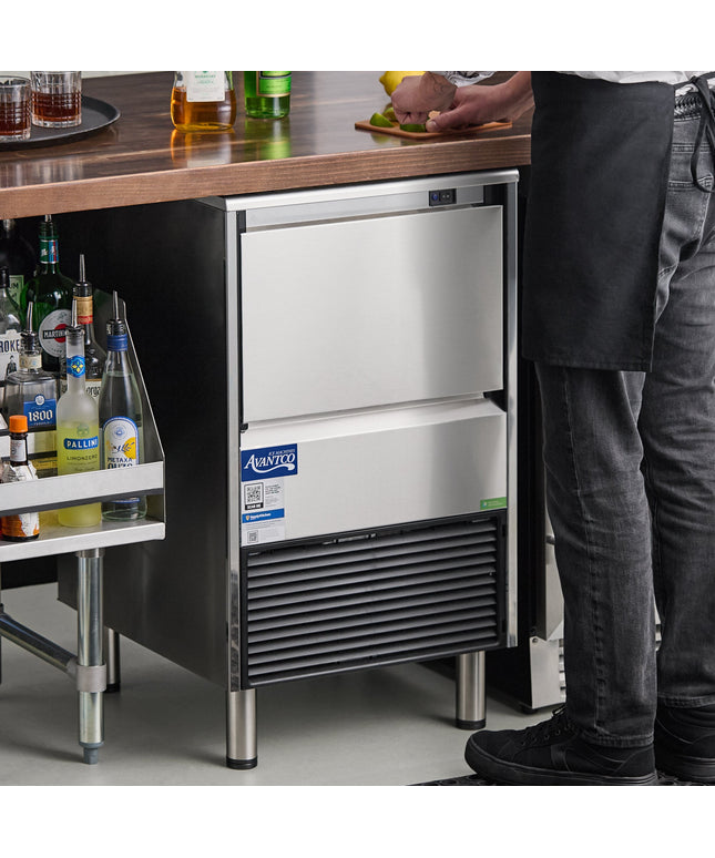 Máy làm đá viên đầy để gầm bàn Avantco Ice Diamond EUC-F-130-A giải nhiệt gió kèm thùng chứa 20 kg - 61 kg/ngày, 115V