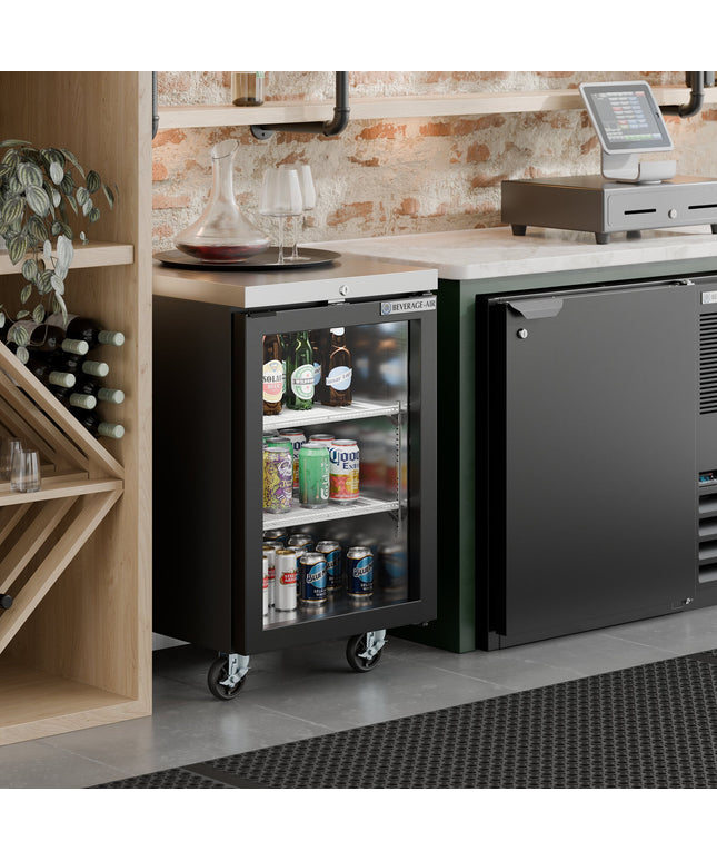 Tủ mát quầy bar Beverage-Air BB24HC-1-G-B 61 cm đen Counter Height cửa kính quầy bar