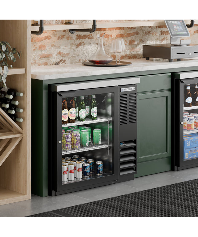 Tủ mát quầy bar Beverage-Air BB36HC-1-G-B-27 91 cm màu đen cửa kính chiều cao mặt quầy