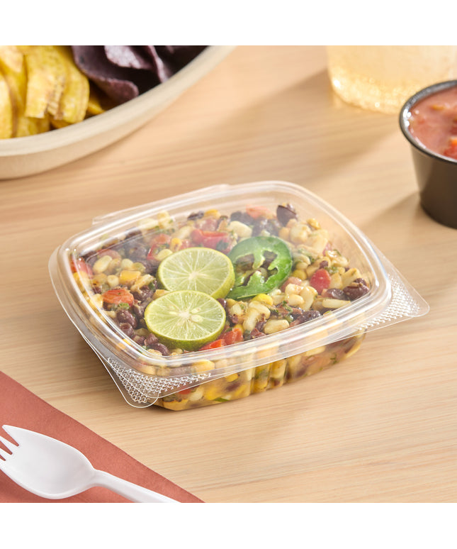 Choice Hộp Đựng Đồ Ăn Deli Nắp Bản Lề RPET Trong Suốt 8 oz - 200/Thùng