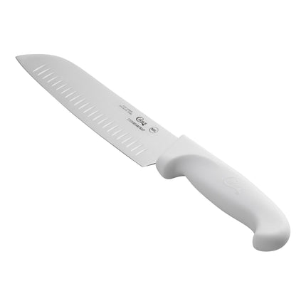 Dao Santoku lưỡi rãnh Granton Choice 17,8 cm tay cầm trắng