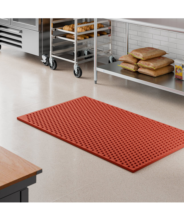 Thảm sàn chống mỏi cao su đỏ siêu bền chống dầu mỡ mép thẳng Lavex 0,9 x 1,5 m - Dày 1,9 cm