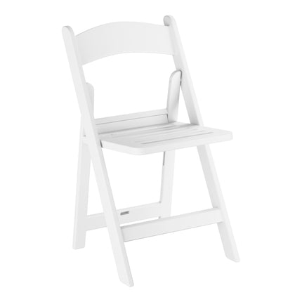 Ghế gấp nhựa resin Lancaster Table & Seating trắng mặt ngồi nan