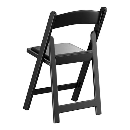 Ghế xếp Lancaster Table & Seating nhựa đen mặt ngồi bọc vinyl