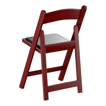 Ghế gấp nhựa resin Lancaster Table & Seating màu gỗ gụ mặt ngồi vinyl