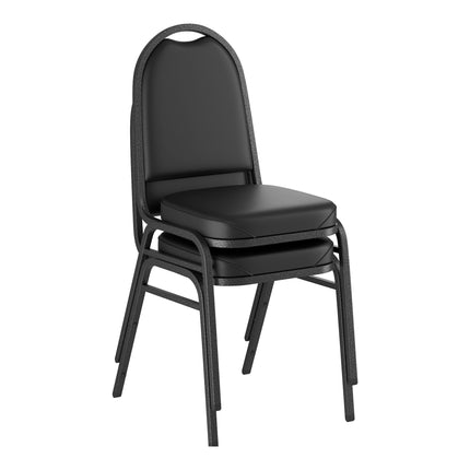 Ghế tiệc xếp chồng Lancaster Table & Seating đệm 5 cm khung bạc màu đen