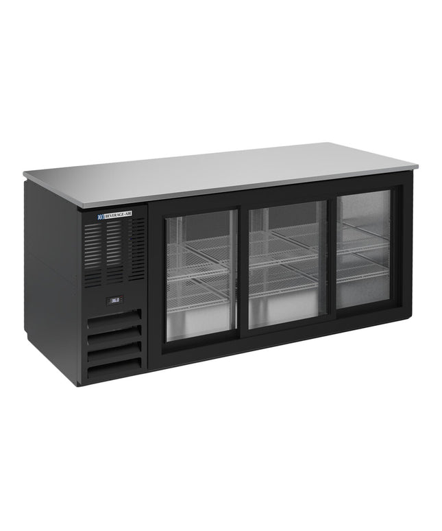 Tủ mát quầy bar cửa lùa kính xuyên suốt đen Beverage-Air BBN72HC-GS-PT-B-ALT 183 cm