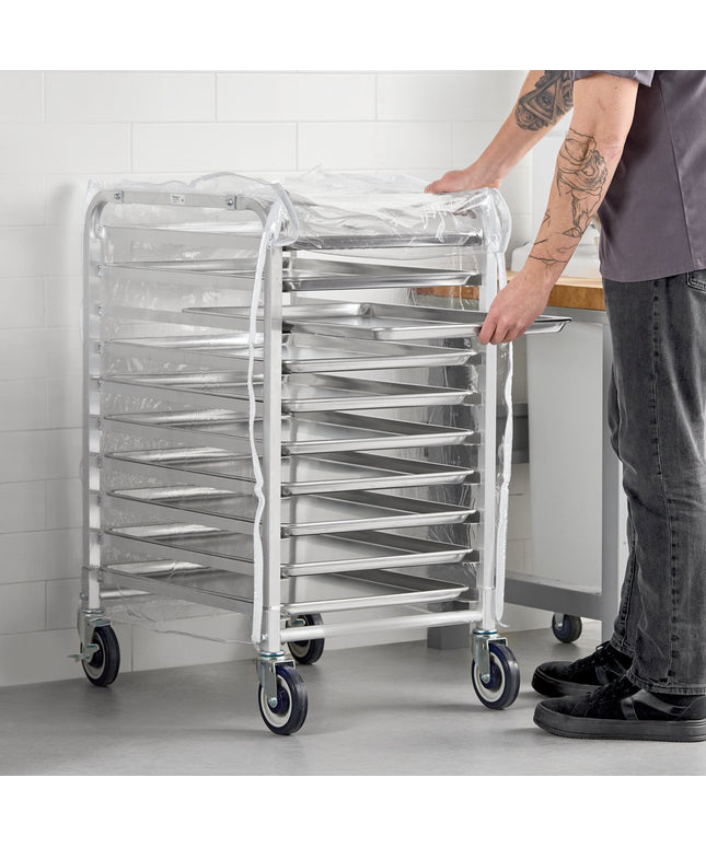 Xe giá đỡ khay bánh Regency 10 khay nạp đầu chiều cao nửa kèm vỏ bọc và 12 khay - Chưa lắp ráp