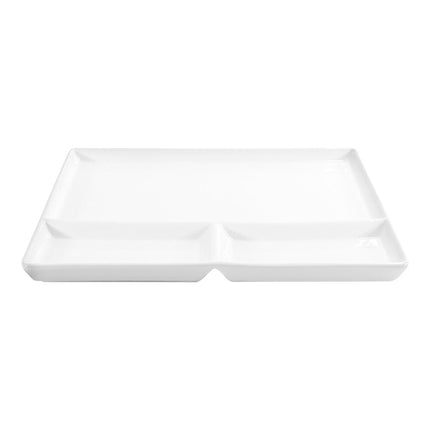 Đĩa sứ vuông 3 ngăn trắng sáng Front of the House Mod 27 cm - Thùng 4 cái