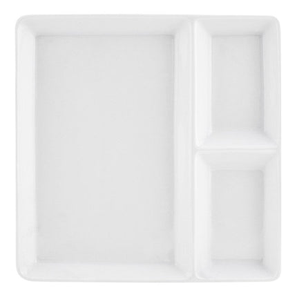 Đĩa sứ vuông 3 ngăn Front of the House Mod 19 cm trắng sáng - Thùng 12 cái
