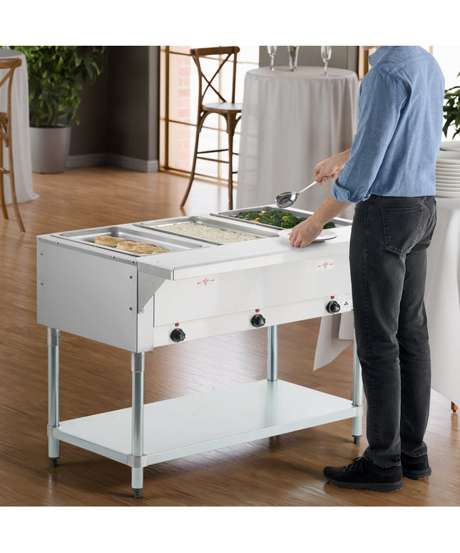 Nồi hâm hơi điện ba khay Advance Tabco HF-3E-240 có kệ dưới - khoang khô, 208/240V
