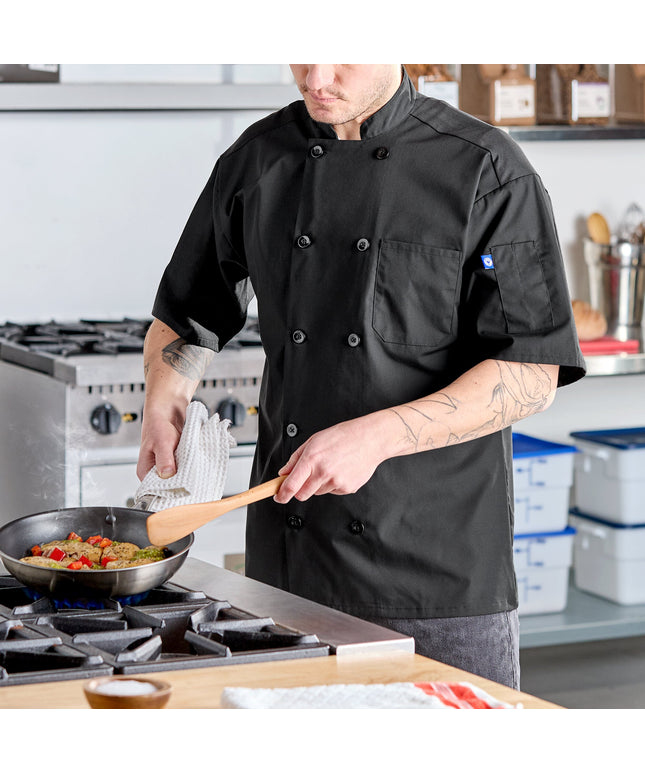 Áo bếp tay ngắn nhẹ màu đen lưng lưới tùy chỉnh Uncommon Chef Delray Pro Vent 0421 - size M
