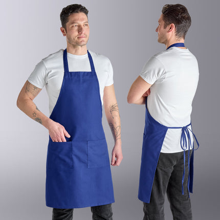 Tạp dề yếm 2 túi pha polyester-cotton màu xanh royal Choice