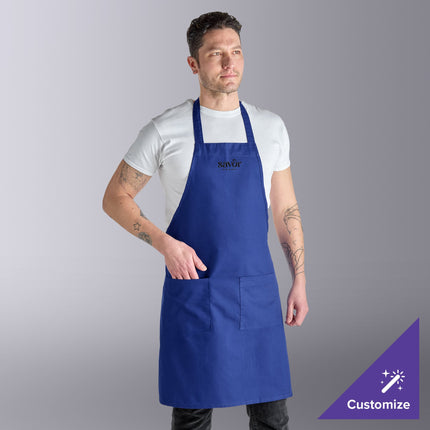Tạp dề yếm 2 túi pha polyester-cotton màu xanh royal Choice