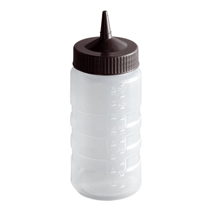Bình bóp nước sốt nhựa trong suốt Vollrath Traex® Color-Mate™ 473 ml đầu đơn miệng rộng nắp nâu - 4916-1301