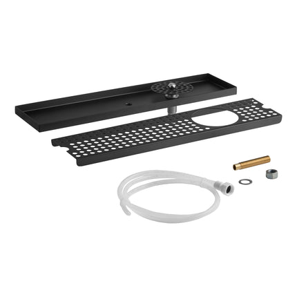 Khay hứng bia gắn bề mặt kèm vòi xả cốc inox đen mờ Regency 51 x 13 cm