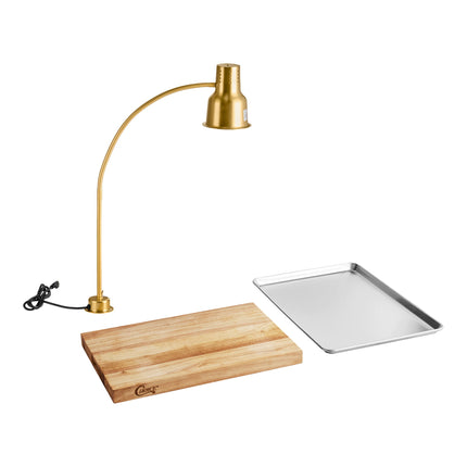 Bộ trạm cắt thịt đèn sưởi, thớt và khay hứng Avantco cao 99 cm - Màu vàng đồng, 120V, 250W