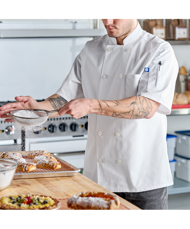 Áo đầu bếp tay ngắn unisex trắng Uncommon Chef South Beach 0415 có thể tùy chỉnh - Size M