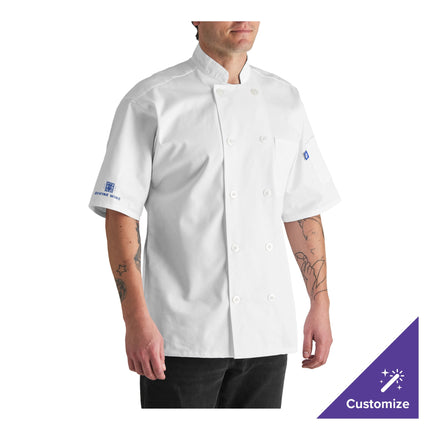 Áo đầu bếp tay ngắn unisex trắng Uncommon Chef South Beach 0415 có thể tùy chỉnh - Size M