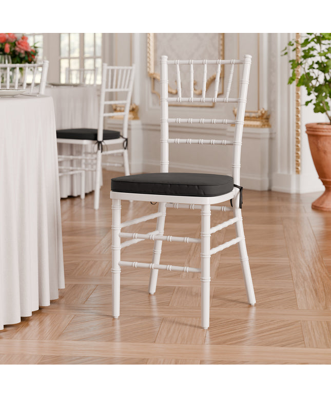 Ghế Chiavari Lancaster Table & Seating gỗ trắng kèm đệm đen