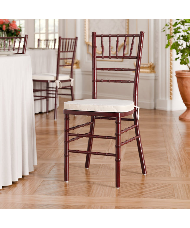 Ghế Chiavari gỗ gụ Lancaster Table & Seating đệm màu ngà