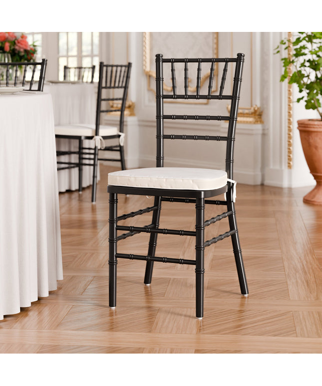 Ghế Chiavari gỗ Lancaster Table & Seating đen kèm đệm màu ngà