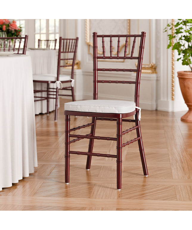 Ghế Chiavari gỗ gụ Lancaster Table & Seating đệm trắng