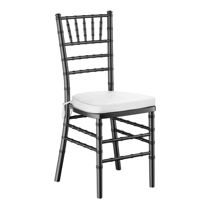 Ghế Chiavari gỗ đen Lancaster Table & Seating kèm đệm trắng