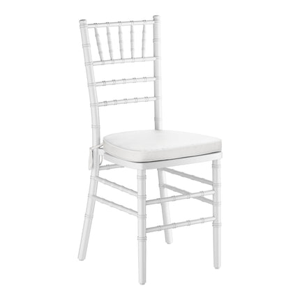 Ghế Chiavari gỗ trắng Lancaster Table & Seating với đệm trắng
