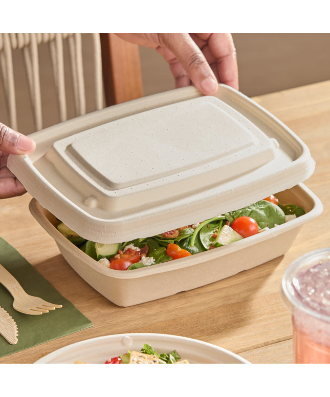 Nắp hộp mang đi bằng sợi thực vật Tellus Products 24-32 oz hình chữ nhật - Thùng 300 cái