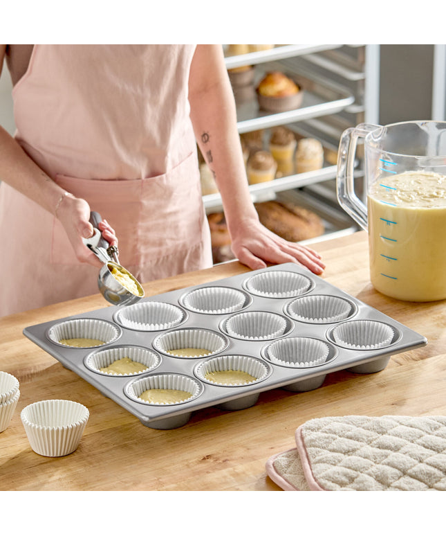 Khuôn muffin jumbo/bánh pecan thép mạ nhôm phủ men Baker's Lane 12 khuôn 242 ml - 34,3 x 46 cm