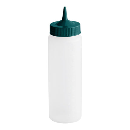Bình bóp nước sốt miệng rộng đầu đơn trong suốt nắp xanh lá Vollrath 4924-13191 Traex® Color-Mate™ 710 ml