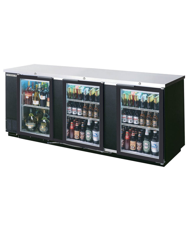 Tủ mát sau quầy bar cửa kính chuẩn thực phẩm Beverage-Air BB94HC màu đen 241 cm