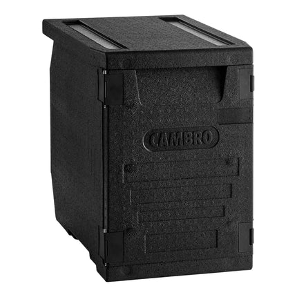 Thùng giữ nhiệt EPP nạp trước Cambro Cam GoBox đen - chứa tối đa 6 khay full-size