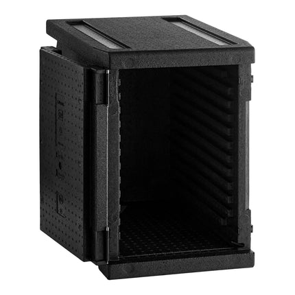 Thùng giữ nhiệt EPP nạp trước Cambro Cam GoBox đen - chứa tối đa 6 khay full-size