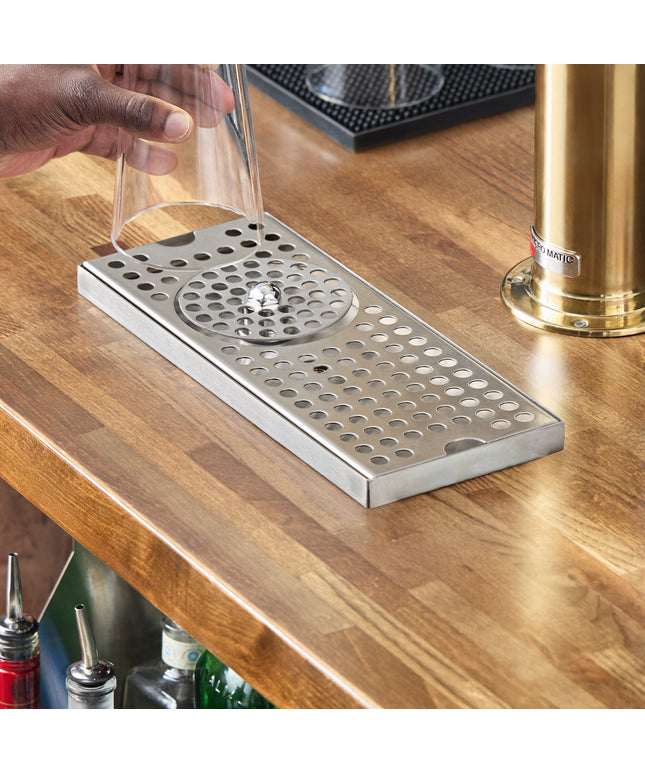 Khay hứng bia gắn nổi bằng thép không gỉ có vòi xả rửa Regency 30 x 13 cm
